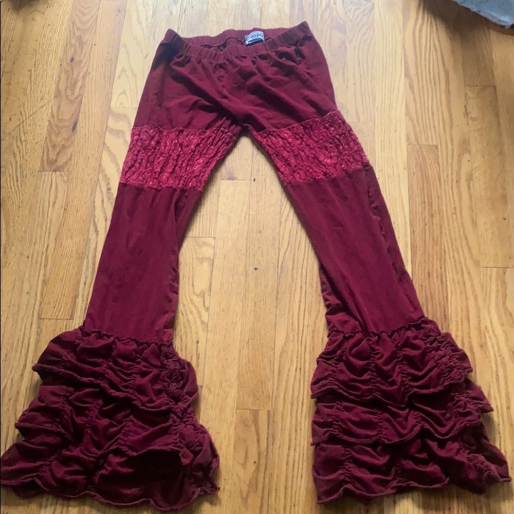 burgundy lace mermaid pants